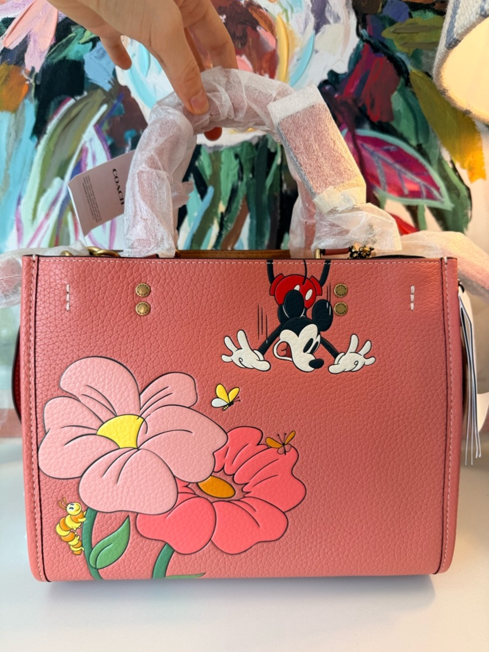 Sold Collectible DISNEY X COACH Rogue 25 Leather Mickey Mouse Flower Pink NWT - Picture 3 of 13